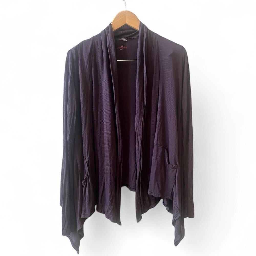 Pete & Greta by Johnny Was Waterfall Cardigan Sz Medium Purple w/ Stripes Pocket